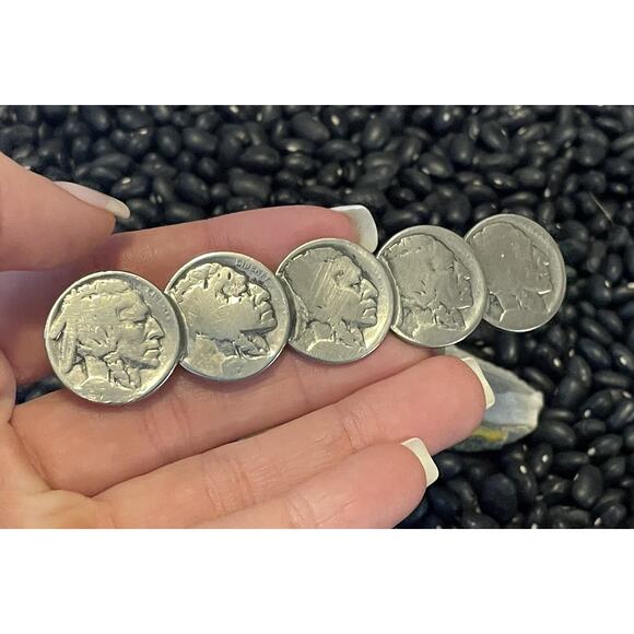 Native American Silver Indian Chief Head Coin Buffalo Nickel Hair Clip Barrette